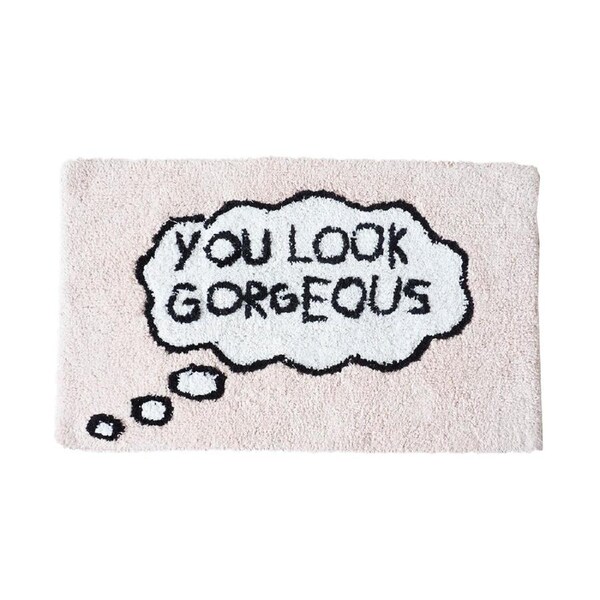 Rayell Bathroom/Shower Mat Absorbent Rug You Look Gorgeous Print Pink 80x50cm
