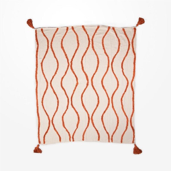 DWBH Cotton Slub Warm Throw Blanket 125x150cm Home/Lounge/Bedroom Decor Ochre