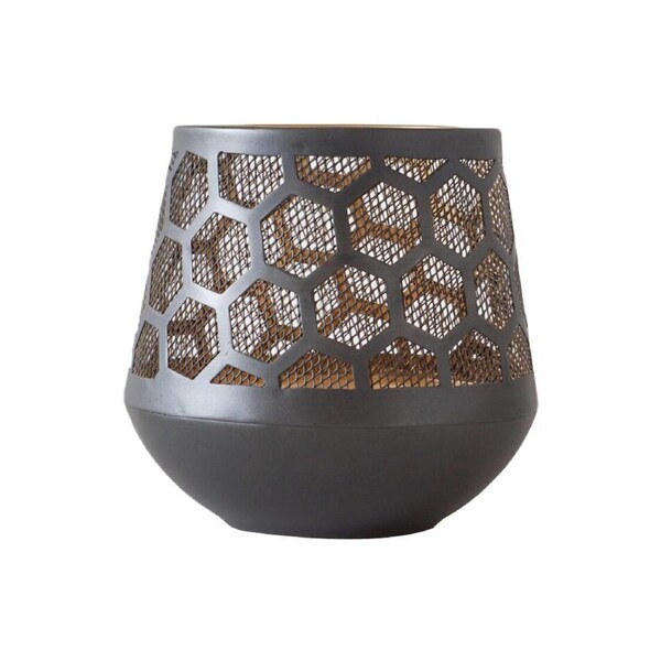 Rayell Hurricane Zeke Medium Metal Tealight Candlle Holder Gold Decor 17x16.5cm