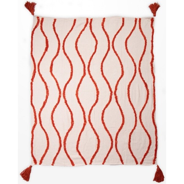 DWBH Cotton Slub Warm Throw Blanket 125x150cm Home/Lounge/Bedroom Decor Coral