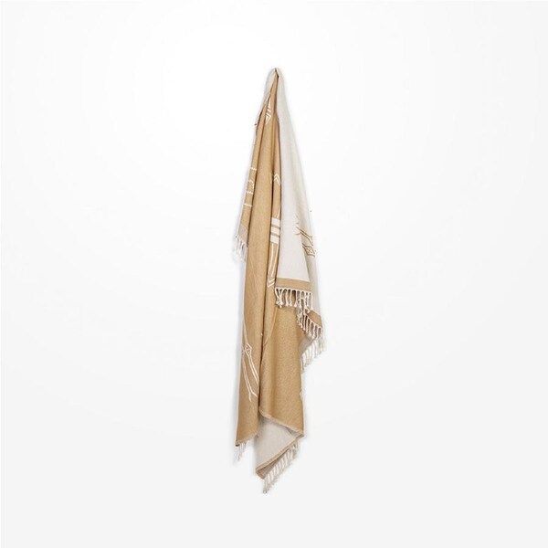 DWBH Jacquard Brushed Cotton Woven Soft Throw Blanket Home Decor 125x150cm Camel