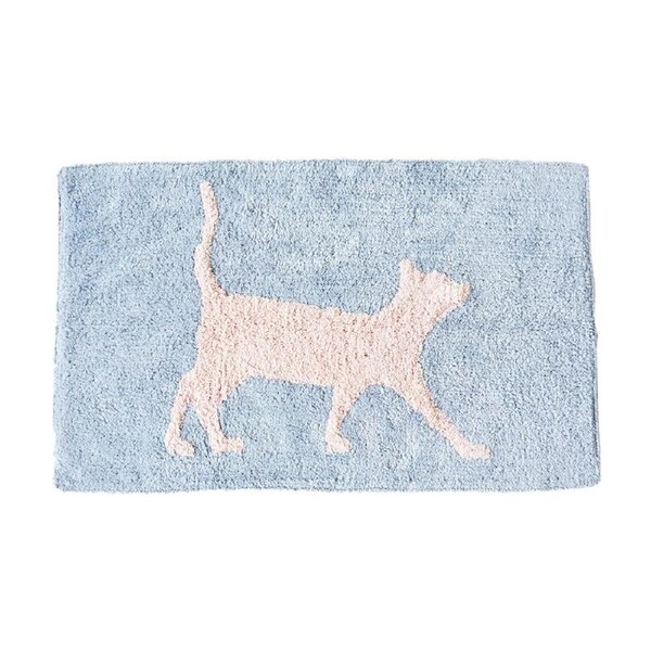 Rayell Bathroom/Shower Drying Mat Soft Absorbent Rug Kitty Print Blue 80x50cm