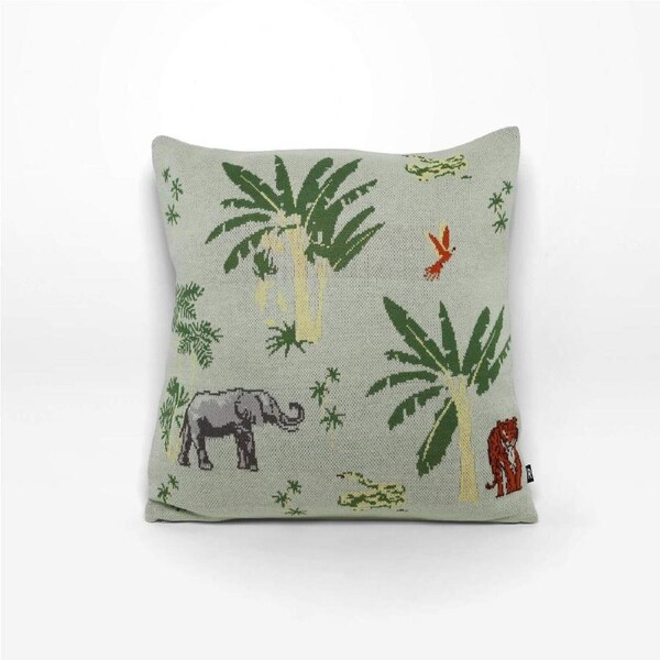 Rayell Kids Lounge/Bed Cushion Wilderness Print Sage Green 45x45cm Home Decor