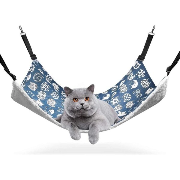 Reversible Cat Hammock, Double-Sided Hanging Pet Cage Hammock Bed for Cats, Small Animals