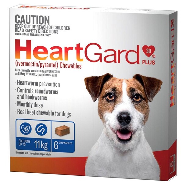 Heartgard Plus 0-11kg Dogs Wormer Treatment & Control Blue 6 Chews
