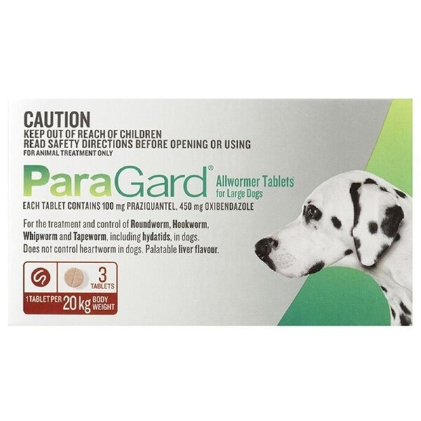 Paragard Large Dogs Allwormer Treatment & Control Tablets 20Kg 3 Pack