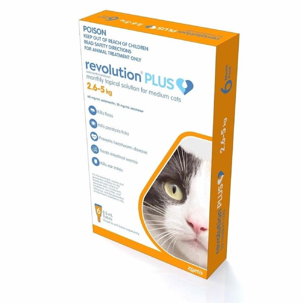 Revolution Plus Spot On Treatment for Medium Cats 2.5-5kg Orange 6 Pack