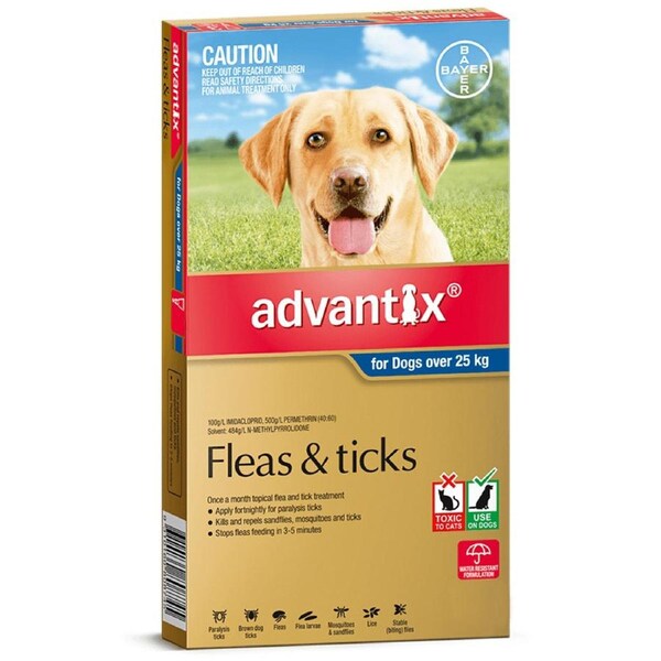 Advantix Extra Large Dog 25kg & Over Blue Spot On Flea & Tick Treatment 3 Pack