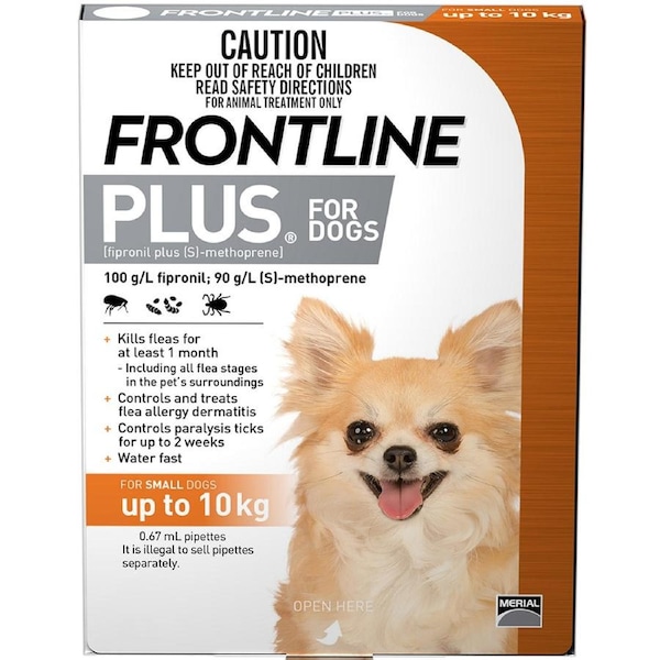 Frontline Plus Small Dog 0-10kg Orange Topical Tick & Flea Control 3 Pack