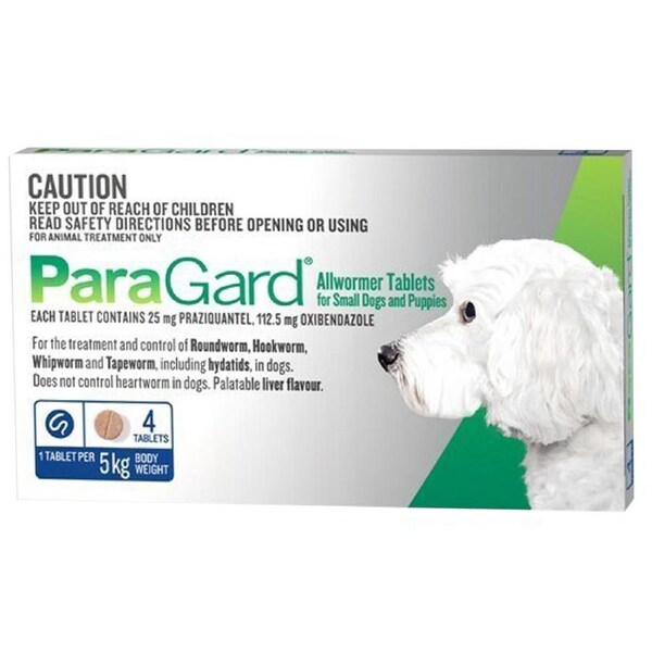 Paragard Small Dogs Allwormer Treatment & Control Tablets 5Kg 4 Pack