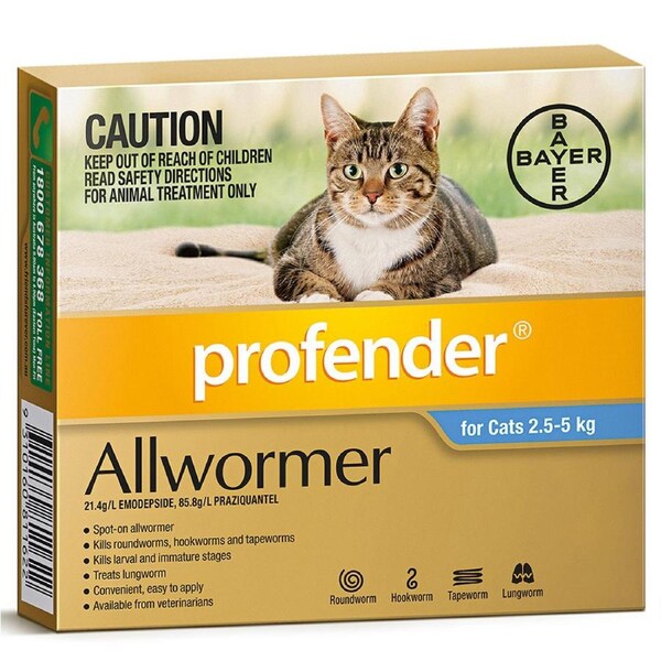 Profender Cat Allwormer Broad Spectrum Control 2.5-5kg 2 Pack
