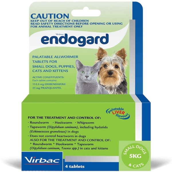 Endogard Broadspectrum All-Wormer Tablets for Small Dogs 5kg Puppies 4 Pack