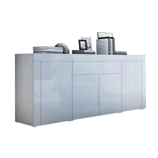 Sideboard Buffet Cabinet Table 4 Doors 1 Drawer High Gloss Front Storage Cupboard White