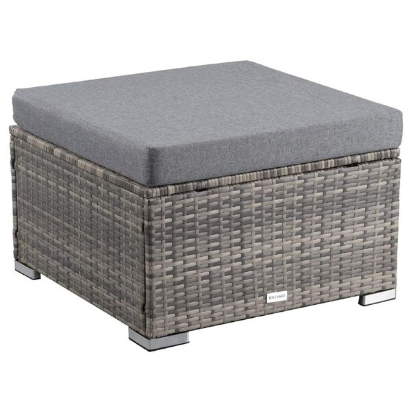 Outdoor wicker ottoman in Grey
