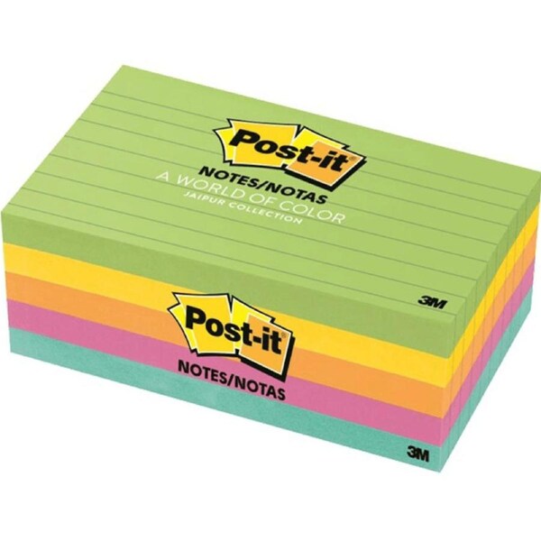 Post-it Sticky Notes Ruled Lines 76x127mm Jaipur Collection Pack 5 Pads