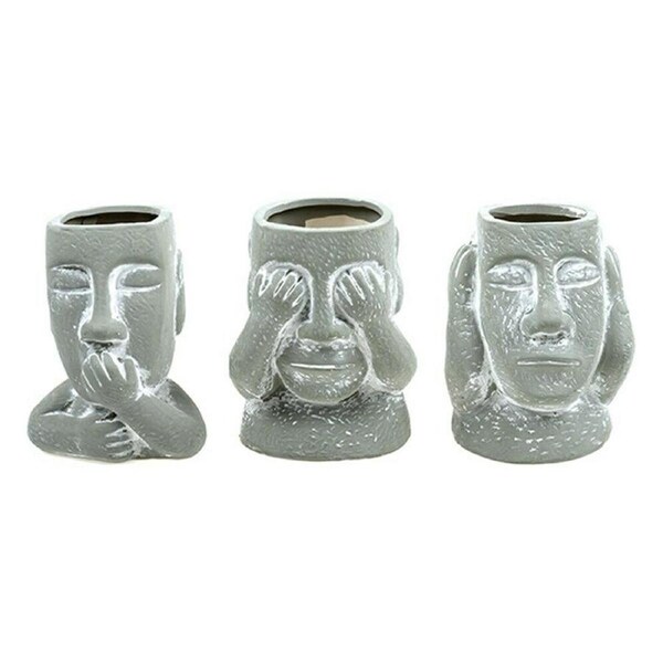 Easter Island Heads Statue Terracotta Garden Plant Pot Ornament 3 Pcs Assorted