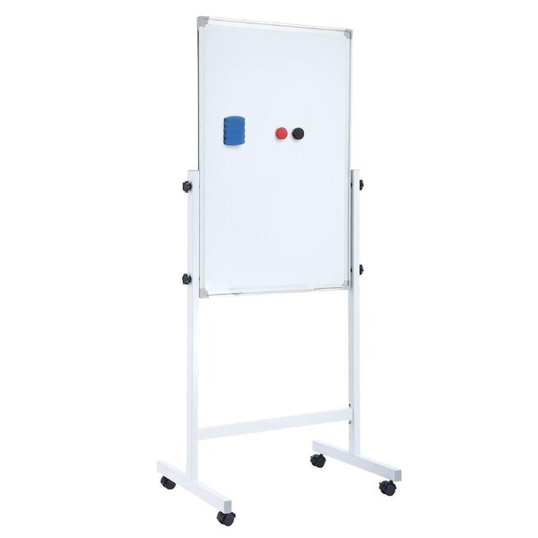 Double Sided Interactive Whiteboard Magnetic Mobile White Board Dry Erase Casters Stand 60cmx90cm Height Adjustable