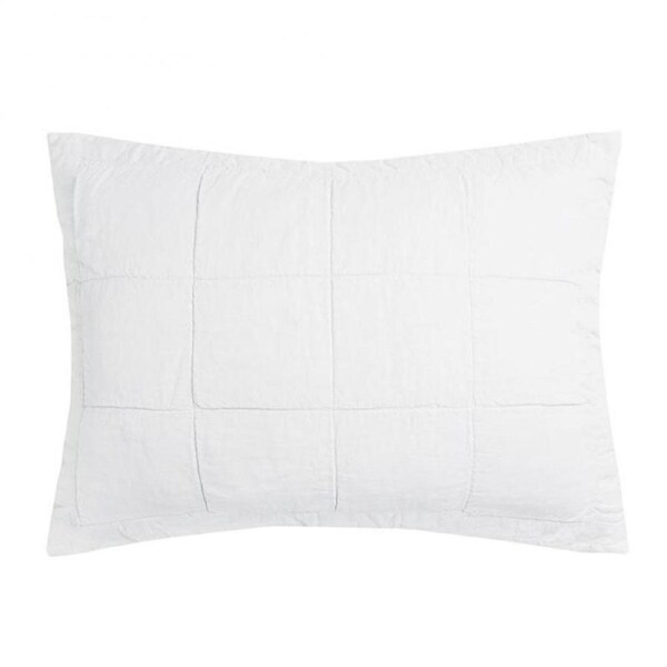 Bambury Linen Quilted Pillow Sham 48cm x 73cm - Ivory