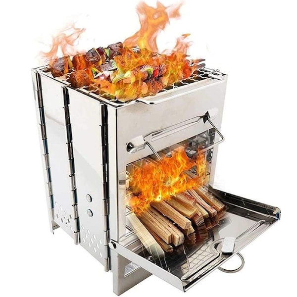 Folding Camping Stove, Portable Wood Burning Camp Stoves for Outdoor Cooking,Picnic,BBQ