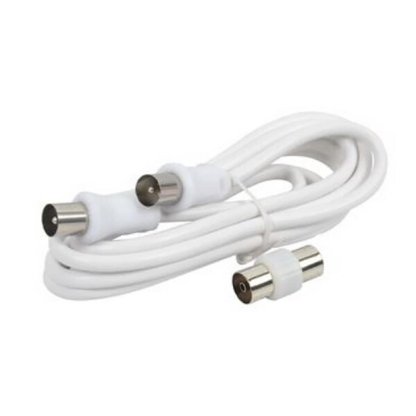 Ozoffer TV Antenna Cable 1.5m PAL Male to Male with Female Adapter Aerial Flylead Coax