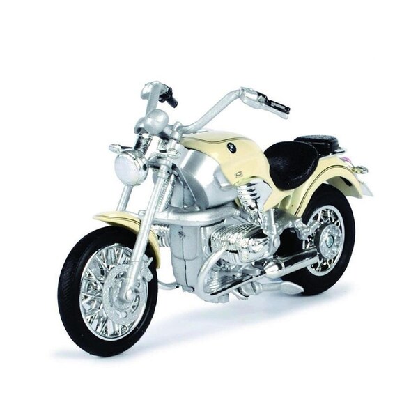 Motormax Licensed 1:18 Scale BMW R1200C Motorbike Diecast Model Cream White