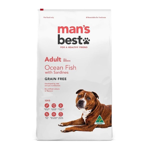 Adult Dog Ocean Fish with Sardines 12Kg Man's Best Grain Free Dry Dog Food Kibble