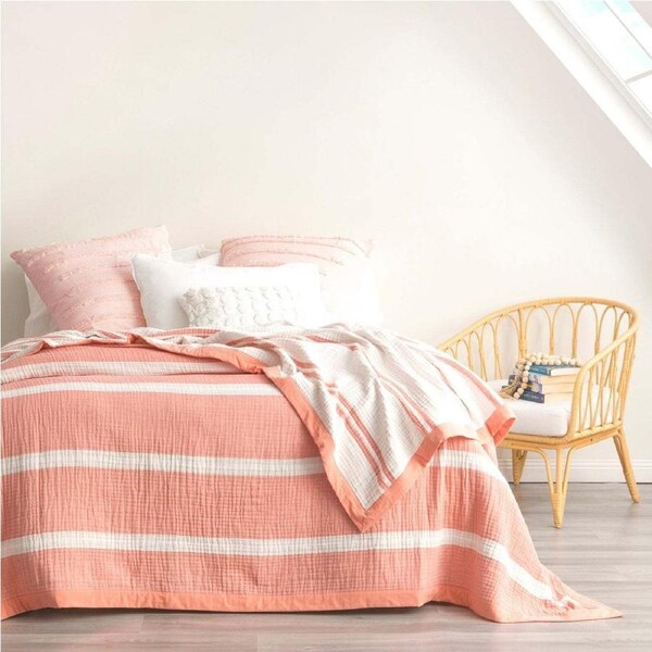 Renee Taylor Brighton Cotton Textured Blanket Queen/King Mystic