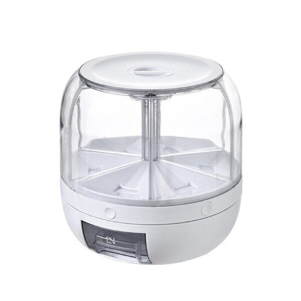 Ozoffer 6 in 1 Rotating Grain Container Cereal Dispenser 10kg Dry Food Rice Storage Box