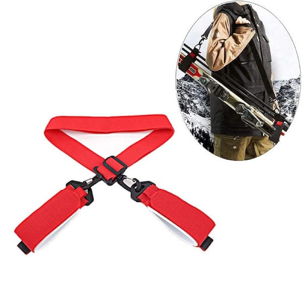 Nevenka Adjustable Ski Strap with Detachable Hook Loop Skiing Equipment-Red