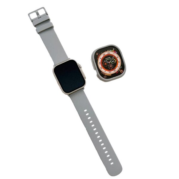 Nevenka Silicone Candy Watchband with Case for Apple Watch S8 Ultra-Grey
