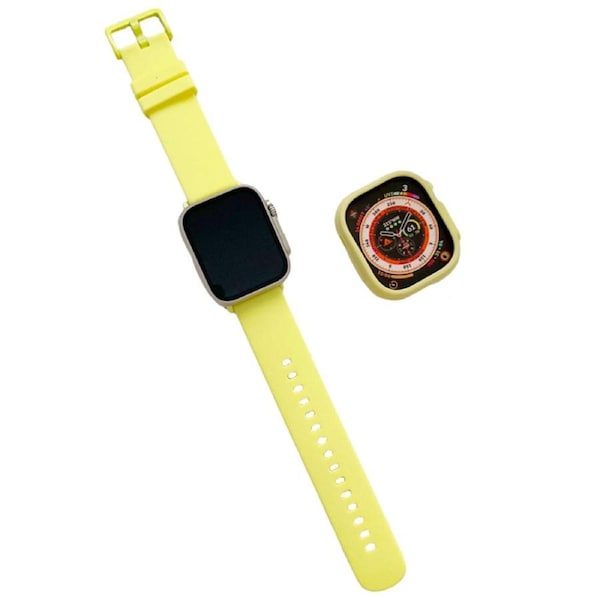 Nevenka Silicone Candy Watchband with Case for Apple Watch S8 Ultra-Yellow
