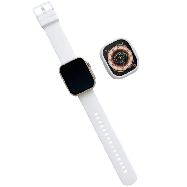 Nevenka Silicone Candy Watchband with Case for Apple Watch S8 Ultra-White