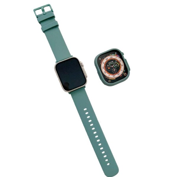 Nevenka Silicone Candy Watchband with Case for Apple Watch S8 Ultra-MilitaryGreen