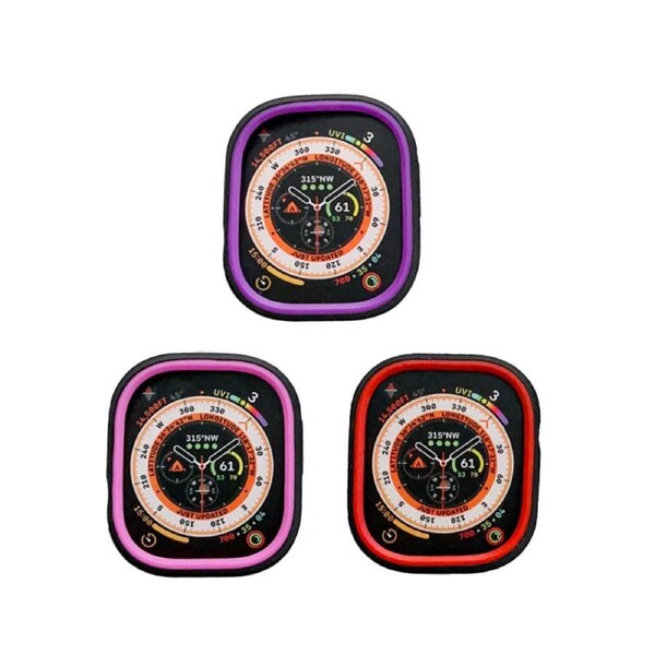 Nevenka 3 Pcs Bi-Color Silicone Protective Case Set for Apple Watch S8 Ultra-A