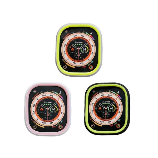 Nevenka 3 Pcs Bi-Color Silicone Protective Case Set for Apple Watch S8 Ultra-B