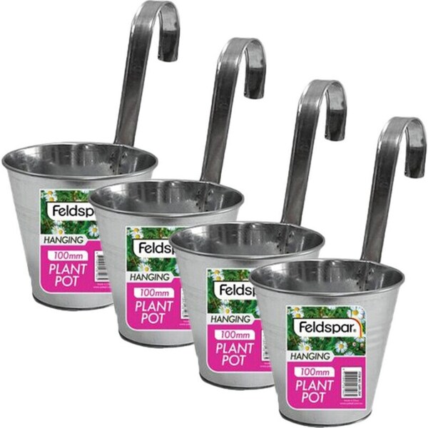 Ozoffer 4X Wall Hanging Flower Pot Metal Fence Hanging Flower Pot Garden