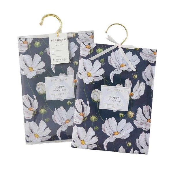 4pc Pilbeam Living 60g Poppy Hanging Sachets Home/Room Fragrance Woody Floral