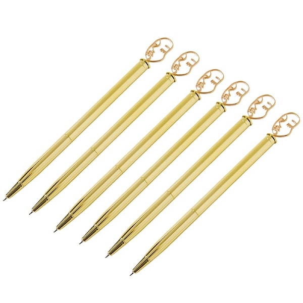 6x Pippa by Pilbeam Living 16cm Ballpen Moon Phase Writing Pen Face Topper Gold