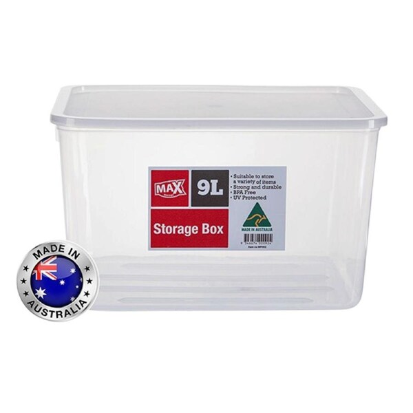 10 x MAX 9L Plastic Storage Container Kitchen Fridge Pantry Organiser Box Tubs