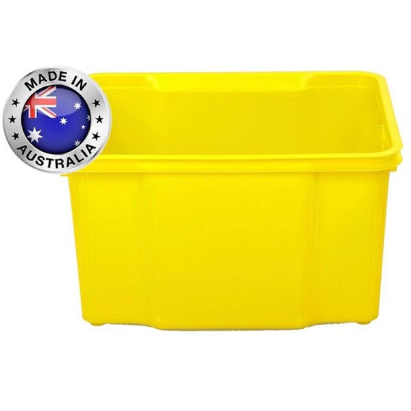 2PK 32L Plastic Storage Box Organiser Container Holder Bin Tray Basket Yellow