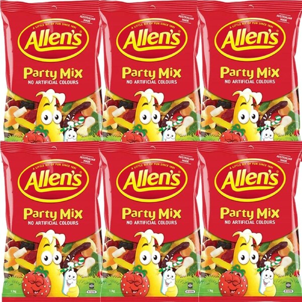 Allens Party Mix Assorted Lollies 1.3Kg 6 Pack BULK