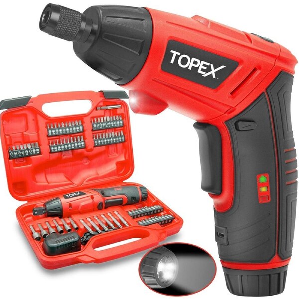 TOPEX 82 Piece Electric Screwdriver Set 6v Max Cordless Screwdriver Set CRV Screw Bits