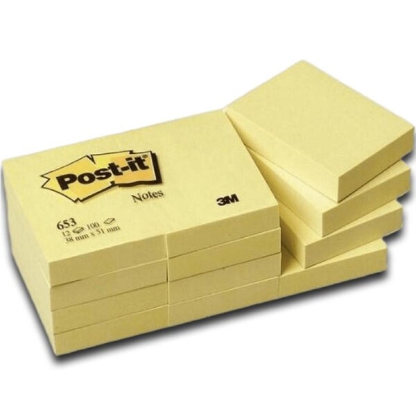 Post-It Notes Canary Yellow 36 x 51mm 12-Pack
