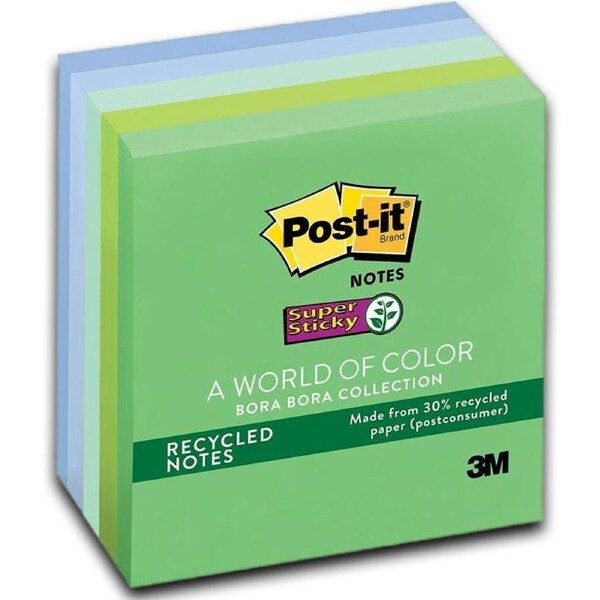 Post-it 654-5SST Super Sticky Bora Bora Recycled Notes 76 x 76mm (5/Pack)