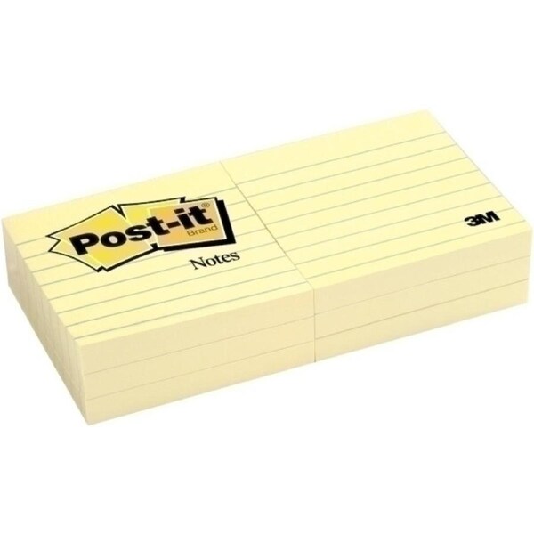 Post-It Lined Notes Canary Yellow 76 x 76mm 6-Pack