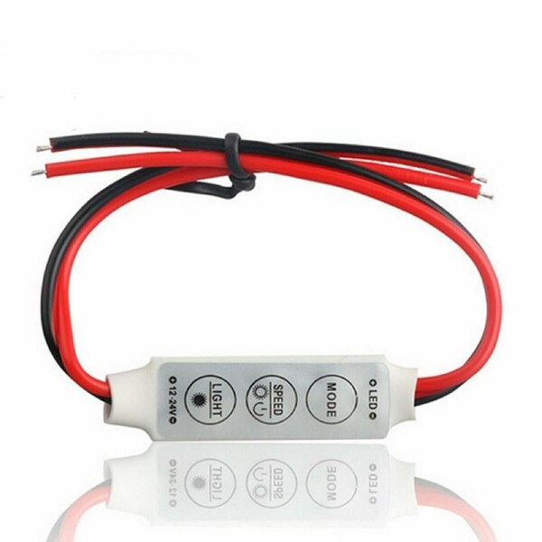 2x 12V Mini LED Strip Light Dimmer Controller with On Off Switch for 3528 5050
