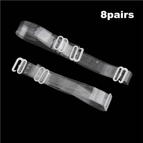8pair Invisible Bra Straps Transparent Elastic Shoulder Strap Adjustable Ladies