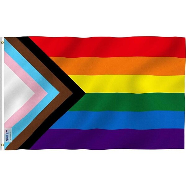 Large Progress Pride Rainbow Flag Heavy Duty Polyester - 90 X 150 CM 3ft x 5ft