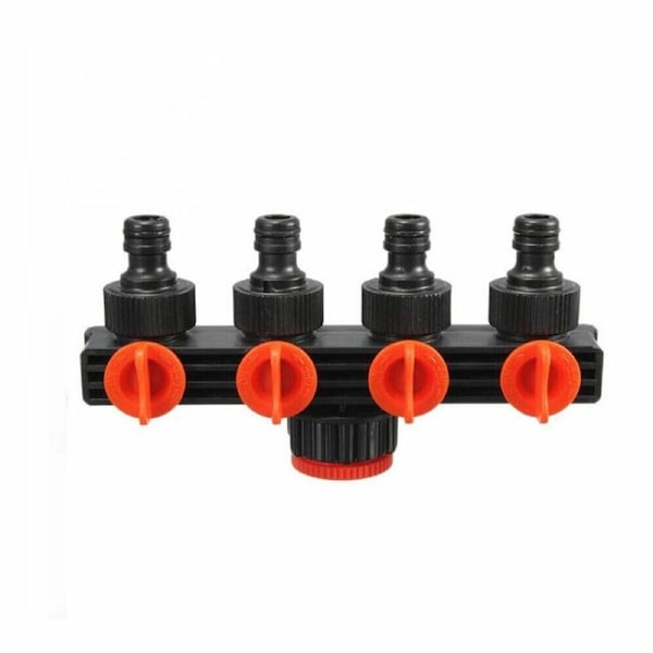 4 Way Water Tap Adaptor Splitter 1/2" Garden Hose End Connectors w/Control Valve