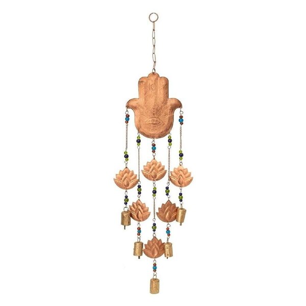Hamsa with Lotus Metal Bell Wind Chime Hanging Bells Decoration Home 16cm X 80cm